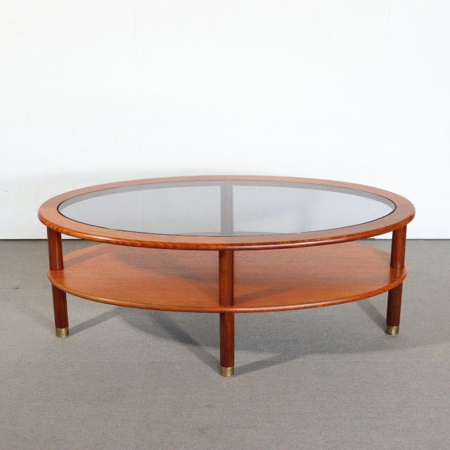 持ち帰り専用！ジープラン スモークガラストップ オーバルコーヒーテーブル ItemCode-AVON76 | 送料込