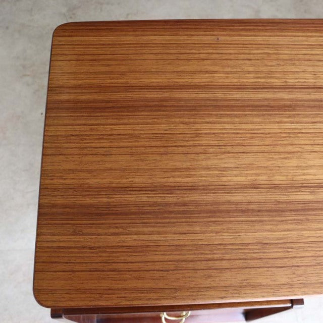 Vintage teak desk top with smooth wood grain and rounded edges, British mid-century G-PLAN design from Denmark.