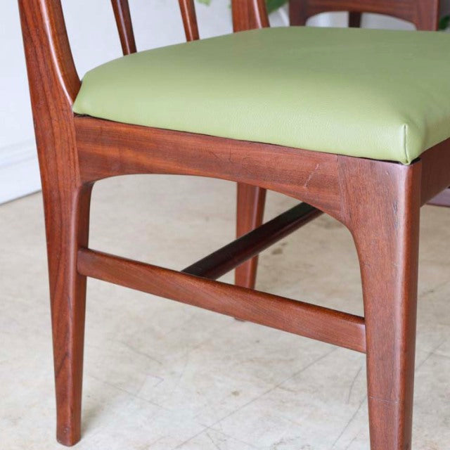Vintage mid-century teak dining chair by A.Younger Ltd., British design by John Herbert Fonseca with green upholstered seat.