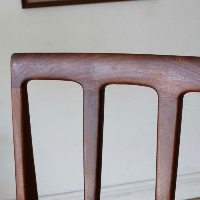Vintage mid-century teak dining chair backrest by A.Younger Ltd., British design with smooth grain and tapered frame.