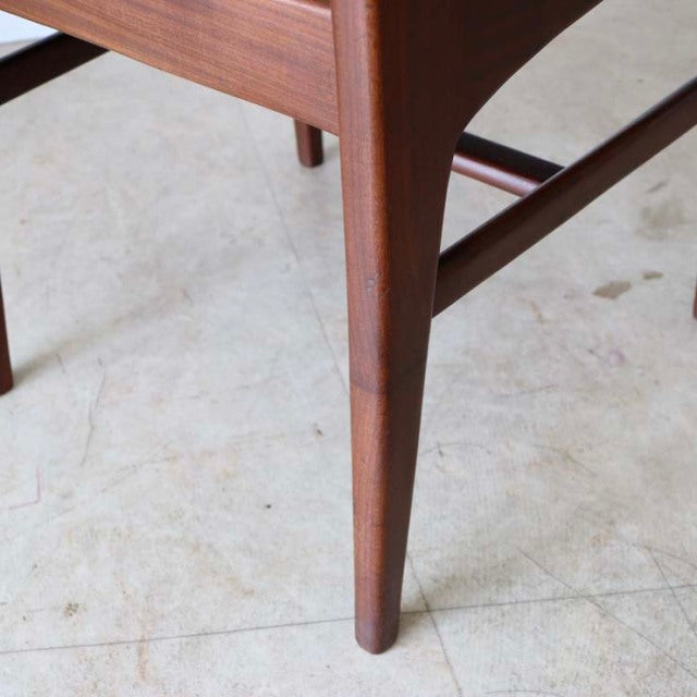 Mid-century British teak dining chair leg with warm wood grain and tapered design by A.Younger Ltd.