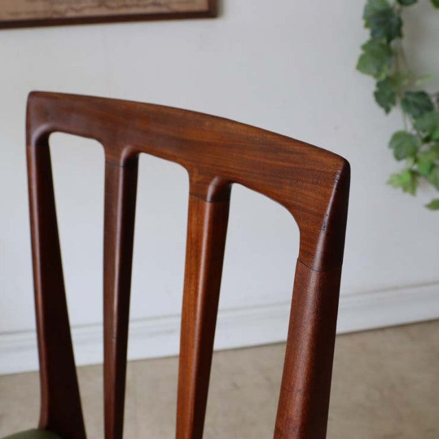 Vintage A.Younger Ltd. teak dining chair designed by John Herbert Fonseca, British mid-century style with smooth wood grain.
