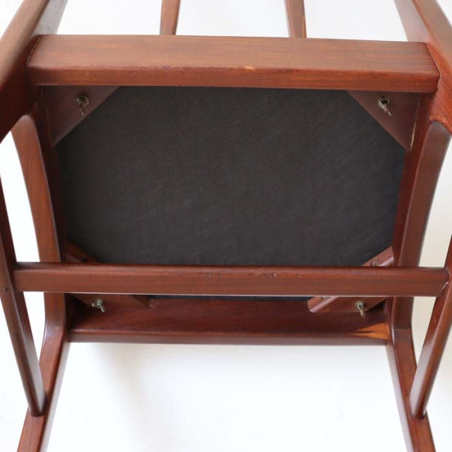 Vintage teak dining chair frame with visible wood grain, sturdy mid-century British design by John Herbert Fonseca.