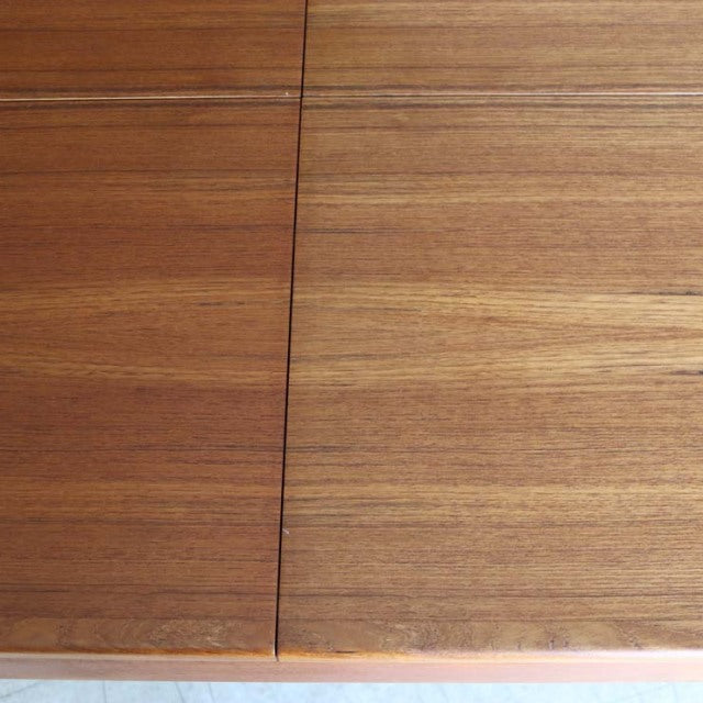 Vintage mid-century teak dining table top from Denmark featuring rich wood grain and seamless joinery.