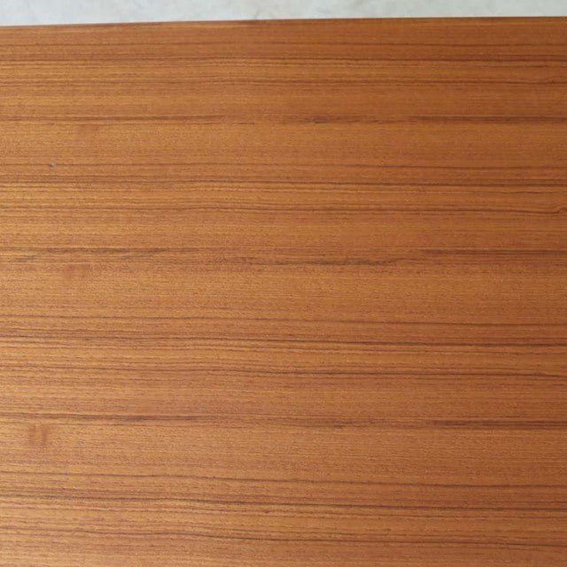 Mid-century vintage teak dining table top with fine wood grain from British-Denmark design.