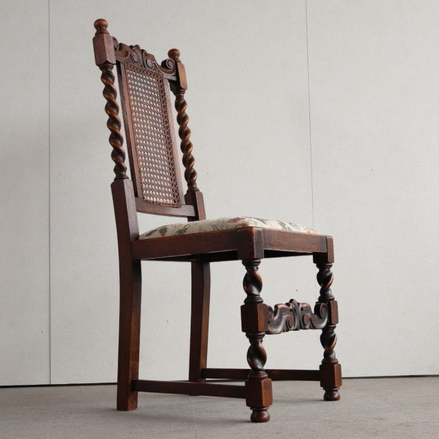 【Ｉ様引き取り専用】アンティーク ダイニングチェア オーク材 座面張替済 商品番号25093abcde