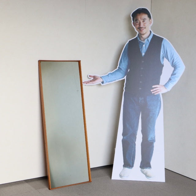 鏡。大。　英国ヴィンテージチーク材のミラー　商品番号25180a