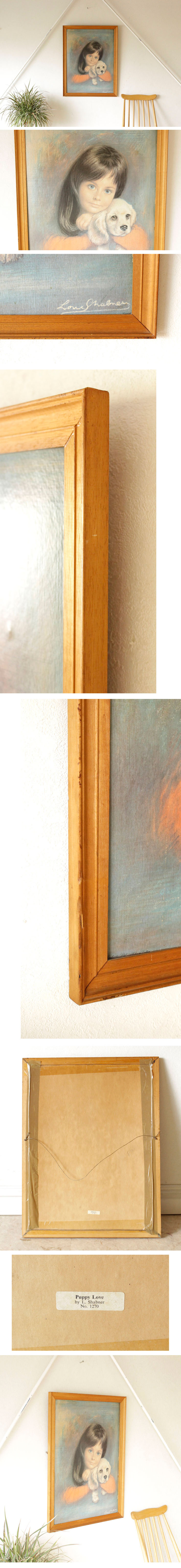 イギリス製・絵画・額入り・アンティーク・ビンテージ・児童画・動物画