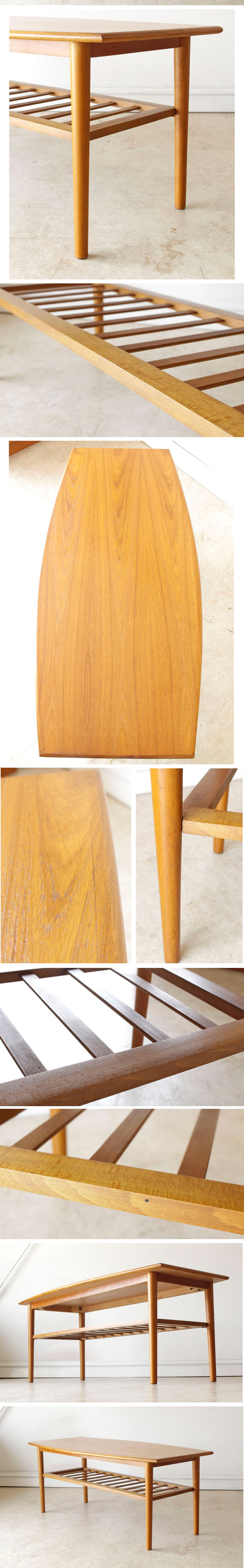 イギリス・コーヒーテーブル・センターテーブル・チーク・マガジンラック・ビンテージ・アンティーク