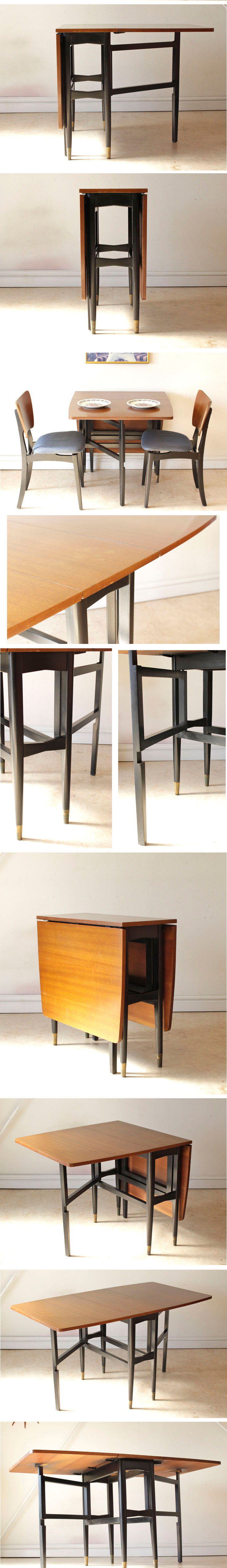 ダイニングテーブル・ダイニングチェア・５点セット・ゲートレッグ・ドロップリーフ・イギリス・ビンテージ・ミッドセンチュリー