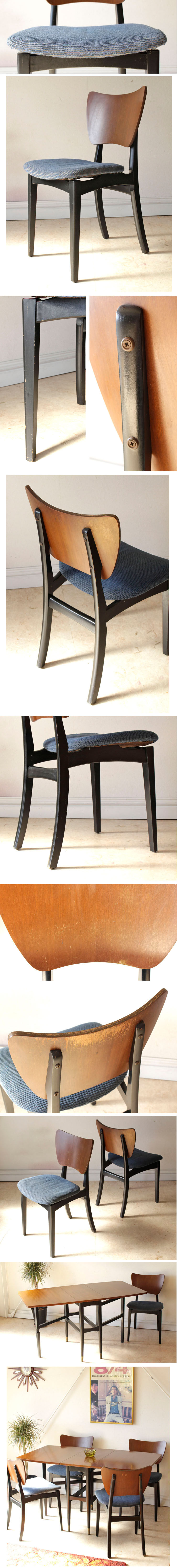 ダイニングテーブル・ダイニングチェア・５点セット・ゲートレッグ・ドロップリーフ・イギリス・ビンテージ・ミッドセンチュリー