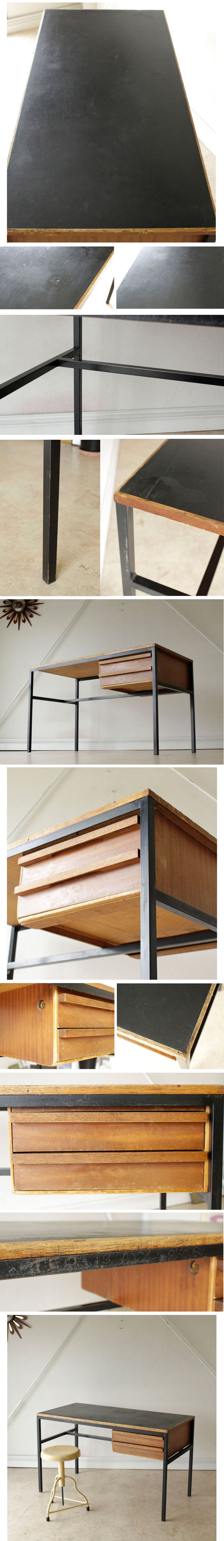 イギリス・デスク・アイアン・パソコンデスク・作業台・シャビー・ビンテージ・アンティーク