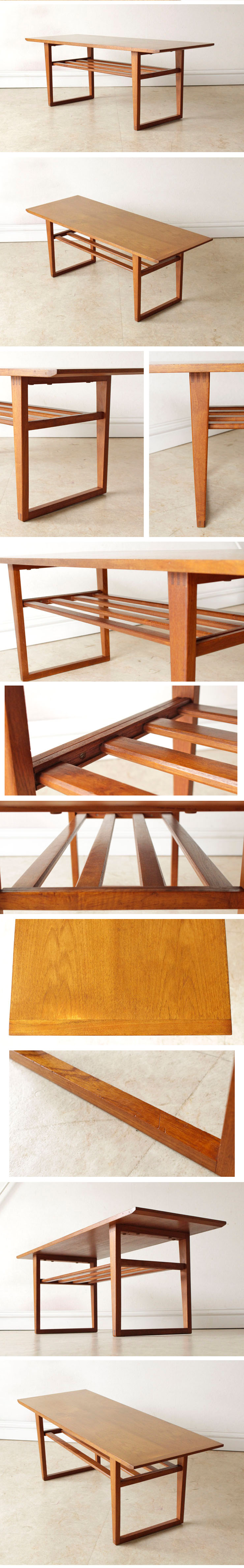 イギリス・コーヒーテーブル・センターテーブル・マガジンラック・チーク・ビンテージ・アンティーク