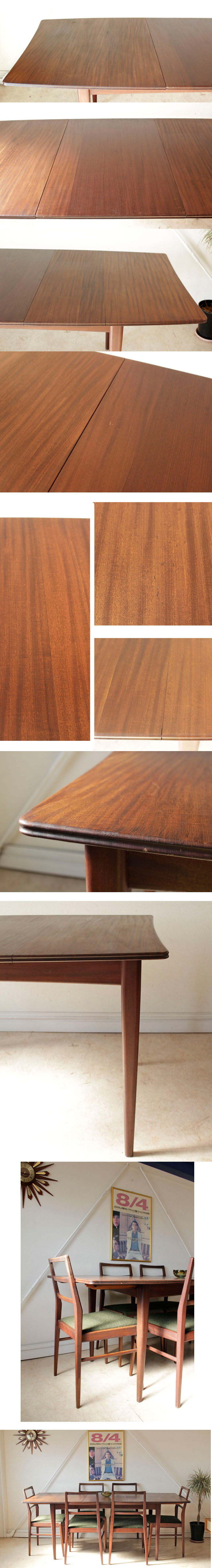 ビンテージ・ダイニングテーブル・チェア・セット・チーク・無垢・アンティーク