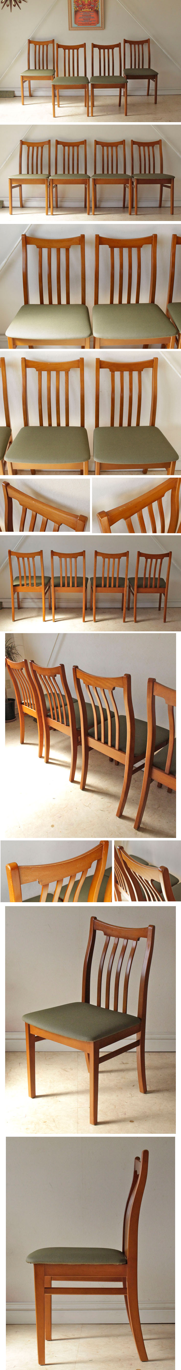 イギリス・ダイニングチェア・４脚セット・ジェンティーク・チーク・ビンテージ・アンティーク・北欧