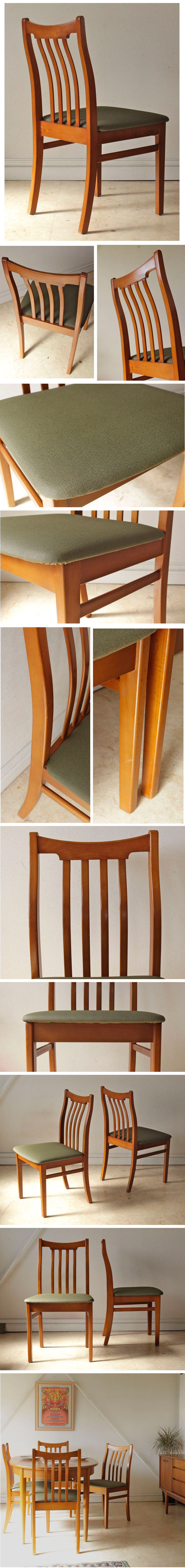 イギリス・ダイニングチェア・４脚セット・ジェンティーク・チーク・ビンテージ・アンティーク・北欧