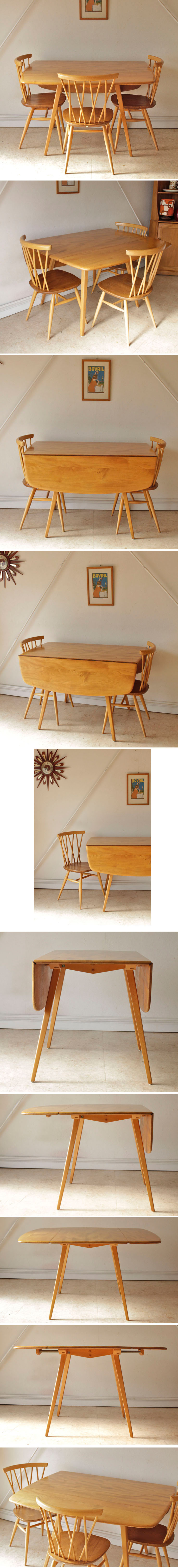 ERCOLアーコール【スクエア】ダイニングテーブル・ドロップリーフ/イギリス製ビンテージ家具アンティーク