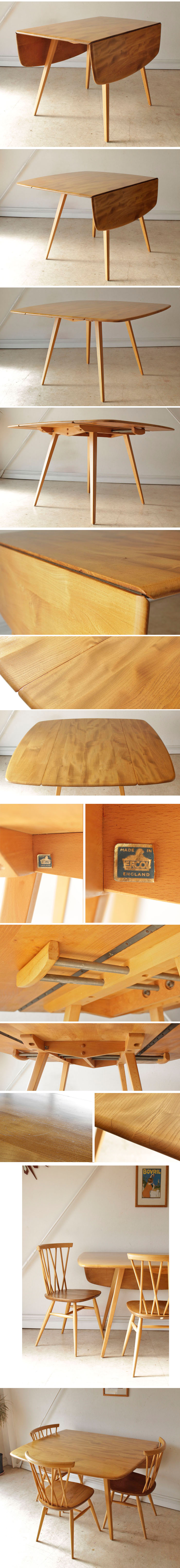 ERCOLアーコール【スクエア】ダイニングテーブル・ドロップリーフ/イギリス製ビンテージ家具アンティーク