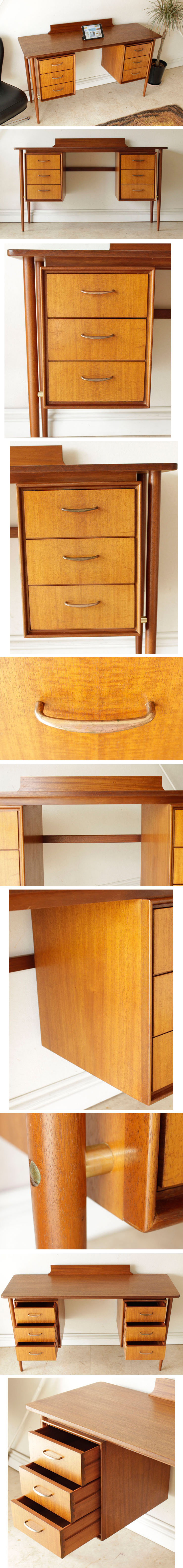 イギリス・デスク・机・チーク・ビンテージ・アンティーク・ミッドセンチュリー