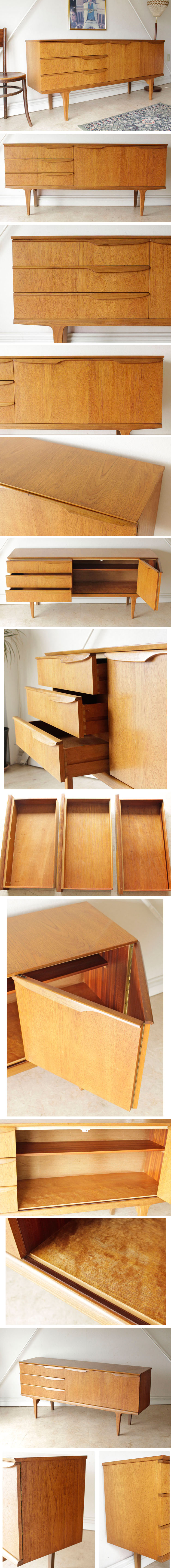 イギリス・サイドボード・チーク・折り戸・ビンテージ・アンティーク・北欧