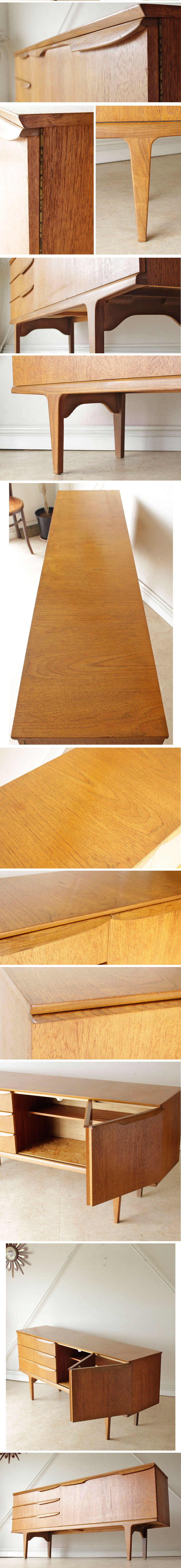 イギリス・サイドボード・チーク・折り戸・ビンテージ・アンティーク・北欧