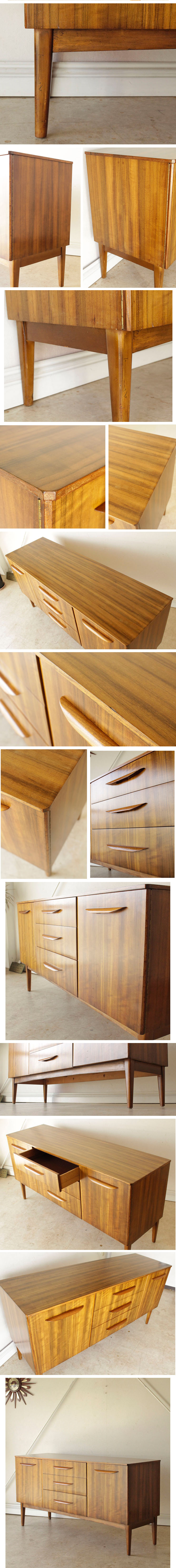 イギリス・サイドボード・ウォールナット・ビンテージ・アンティーク・ミッドセンチュリー