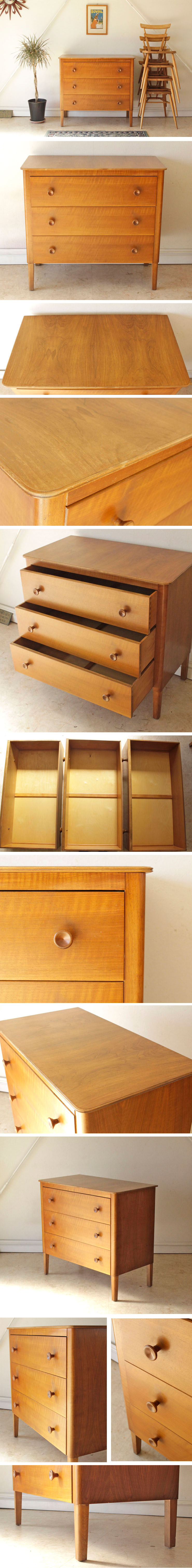 イギリス・チェスト・３段・たんす・ウォールナット・アンティーク・ビンテージ