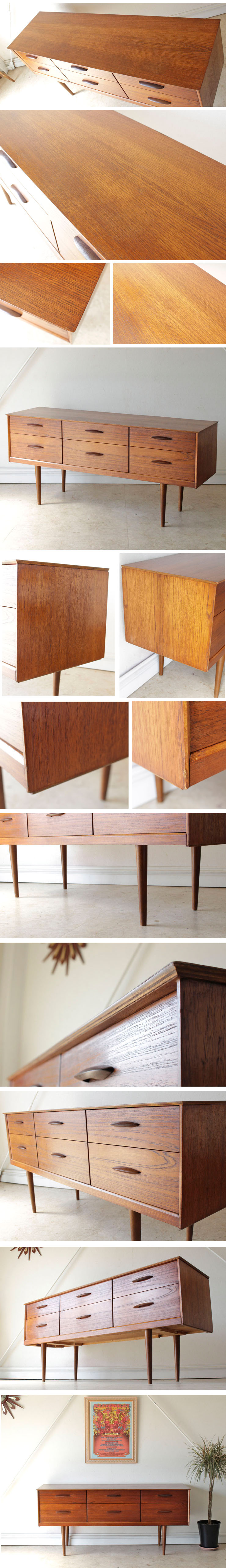 イギリス・チェスト・オースティンスイート・６段・サイドボード・ビンテージ・アンティーク・北欧・チーク