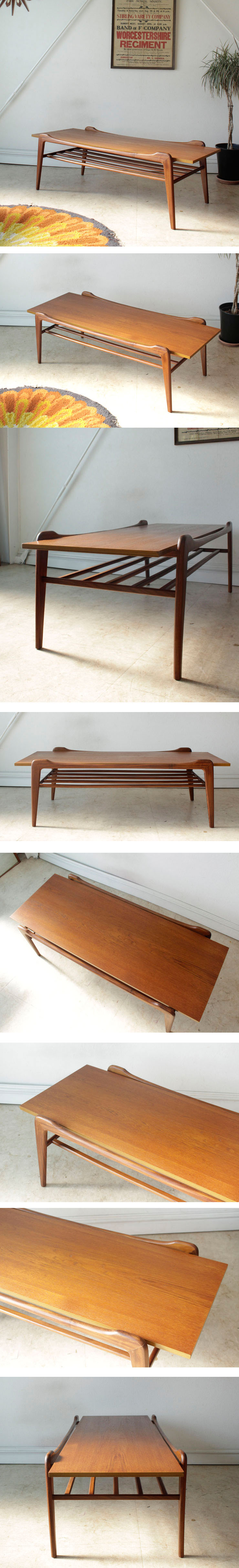 デンマーク製コーヒーテーブル・チーク・ビンテージ・アンティーク