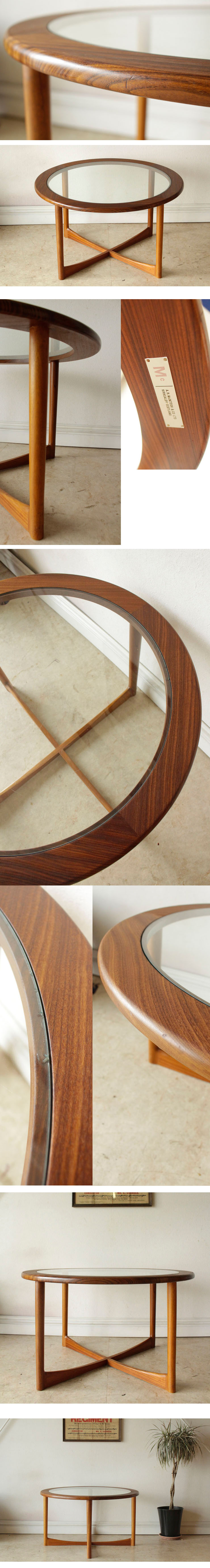 McIntosh・マッキントッシュ・テーブル・円形・ガラス・チーク・ミッドセンチュリー・ビンテージ・アンティーク