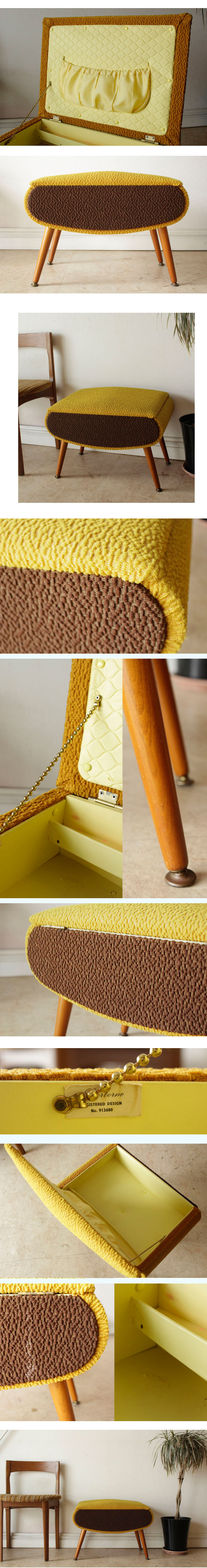 スツール・ビンテージ・イギリス・裁縫箱・ソーイングボックス・マスタード