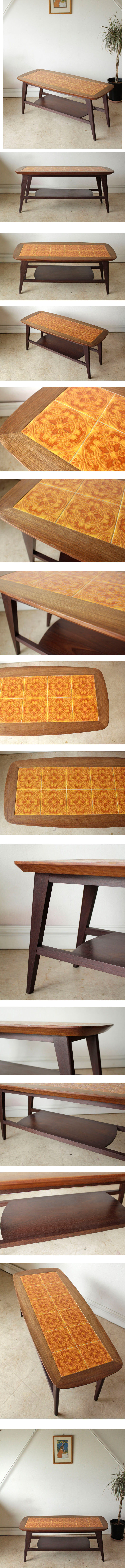 イギリス製・ビンテージ・タイル・コーヒーテーブル・センターテーブル・アンティーク