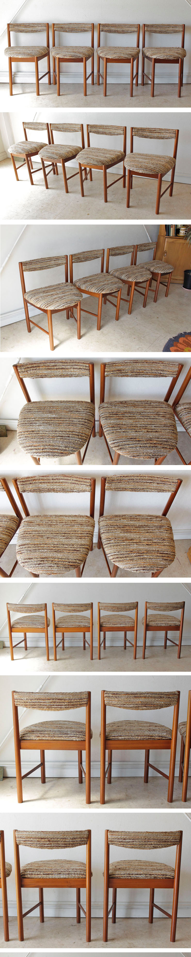 イギリス製・ビンテージ・マッキントッシュ・ダイニングチェアー・布製・4脚・アンティーク