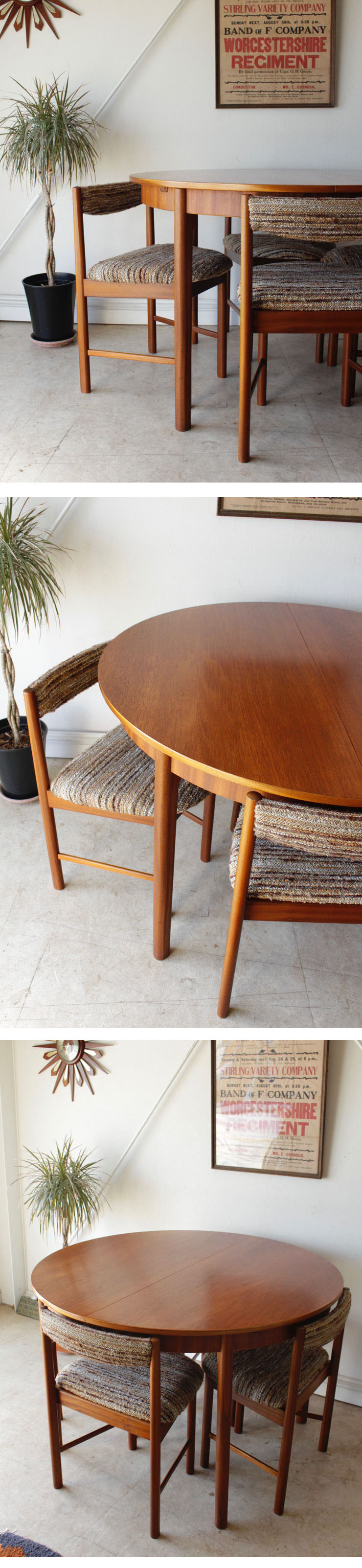 イギリス製・ビンテージ・マッキントッシュ・ダイニングチェアー・布製・4脚・アンティーク