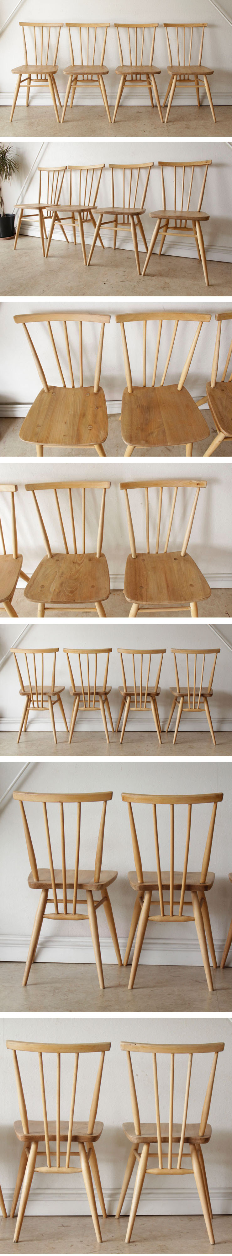 イギリス製・アーコール・ERCOL・ダイニングチェアー4脚・チーク・アンティーク