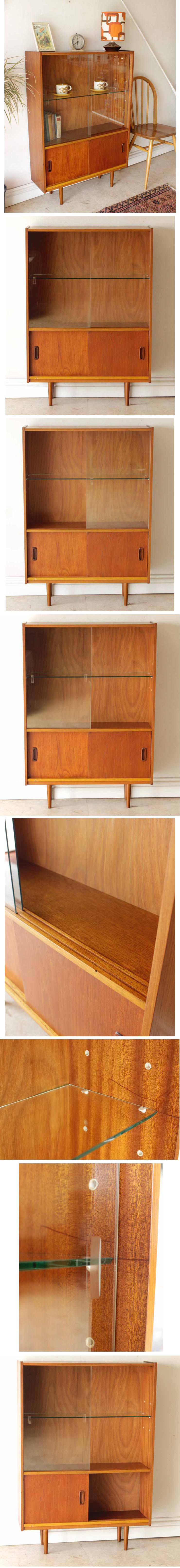 ブックケース・本棚・キャビネット・ガラス・アンティーク・ビンテージ・北欧・輸入家具