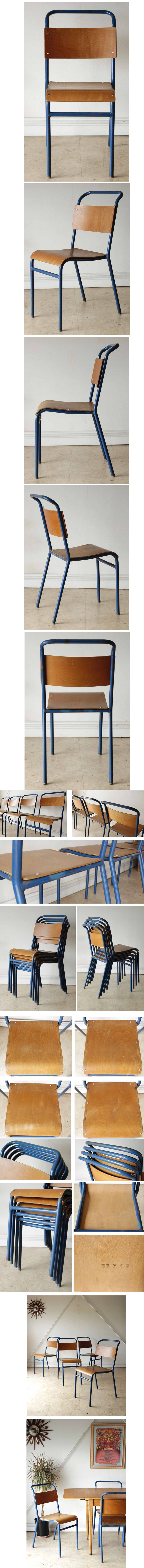 イギリス製ヴィンテージ/アイアンチェア・4脚・スタッキング・輸入/ビンテージ家具/ミッドセンチュリー