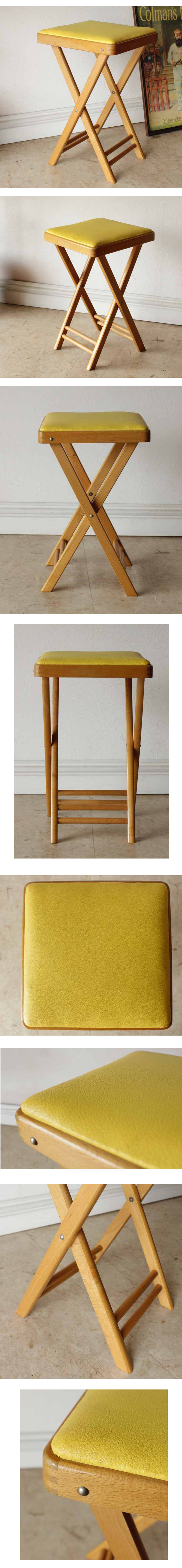 イギリス製【折り畳める】チェア・アンティーク・ビンテージ・スクエアー・輸入家具