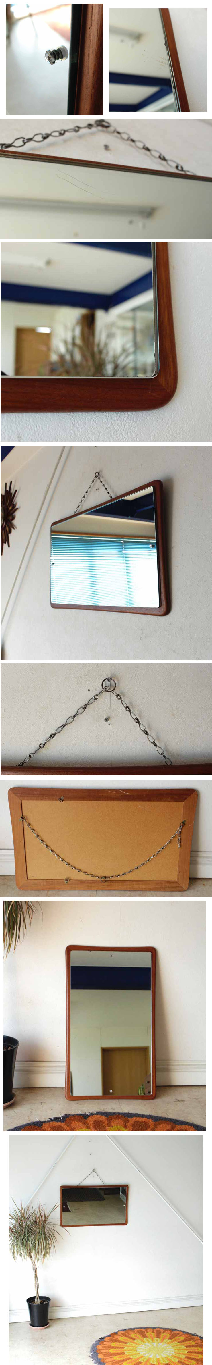 ミラー・鏡・ビンテージ・チーク・北欧・ミッドセンチュリー