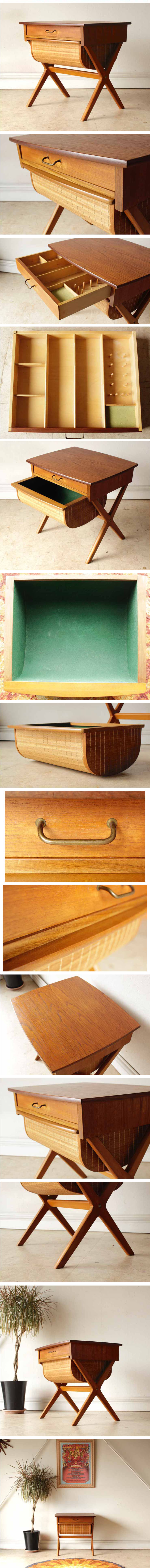 ソーイングボックス・裁縫箱・収納・サイドテーブル・レトロ・ブロカント・ビンテージ