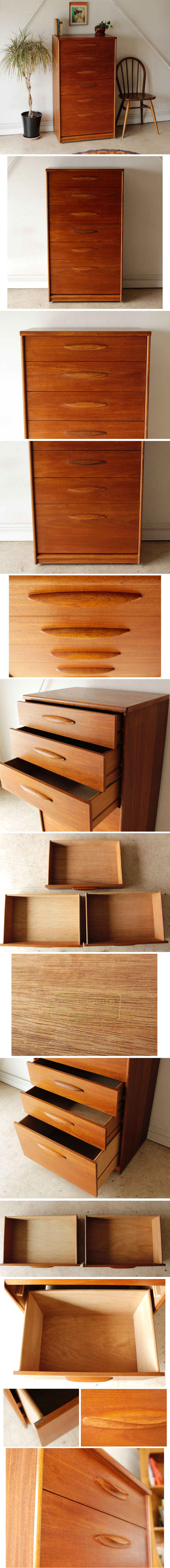 オースティンスイート・チェスト・6段・整理たんす・ビンテージ・チーク・アンティーク・北欧・