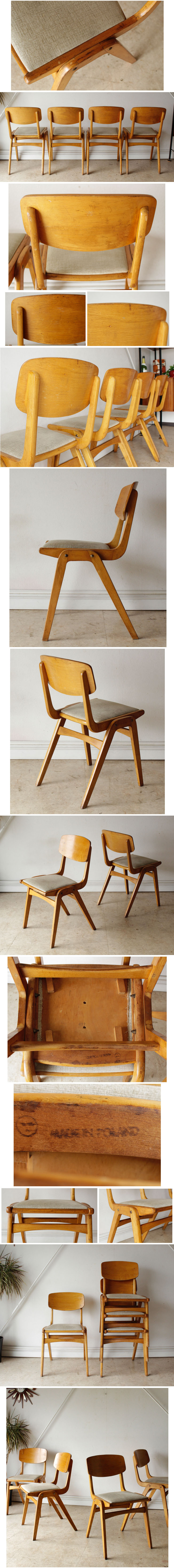 ダイニングチェア・4脚セット・ビンテージ・アンティーク・レトロ・ブロカント・年代物・レトロ・ポーランド