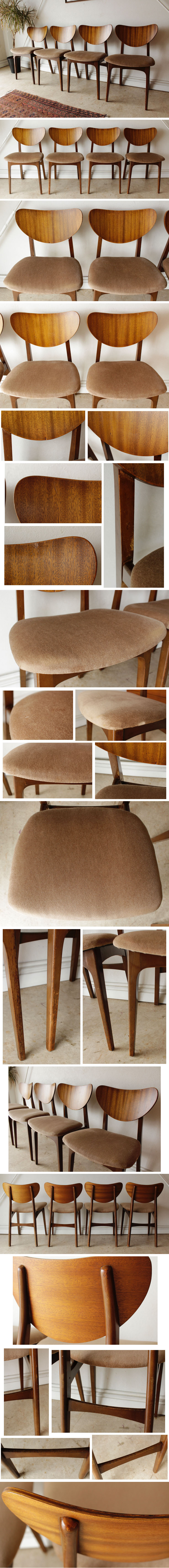 ダイニングチェア・4脚セット・ビンテージ・チーク・アンティーク・イギリス・北欧