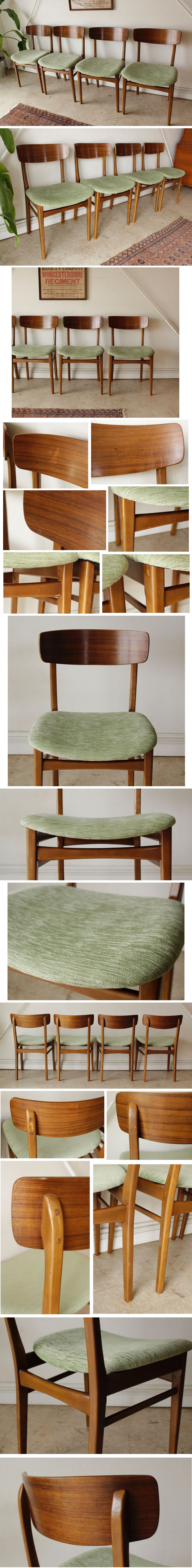 ダイニングチェア・４脚セット・チーク・ビンテージ・アンティーク・北欧・イギリス