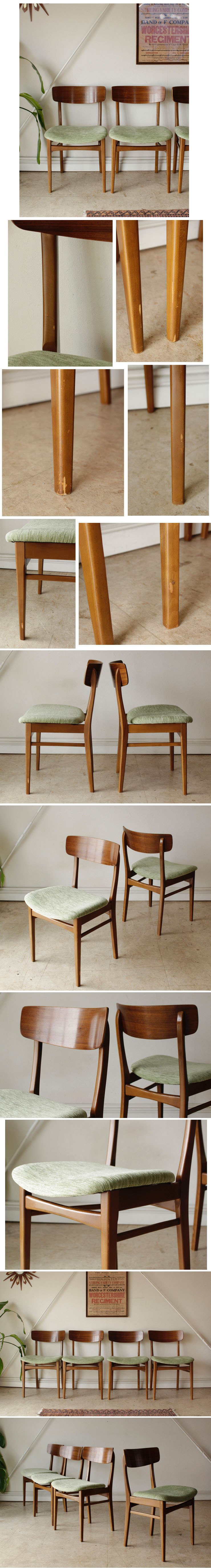 ダイニングチェア・４脚セット・チーク・ビンテージ・アンティーク・北欧・イギリス