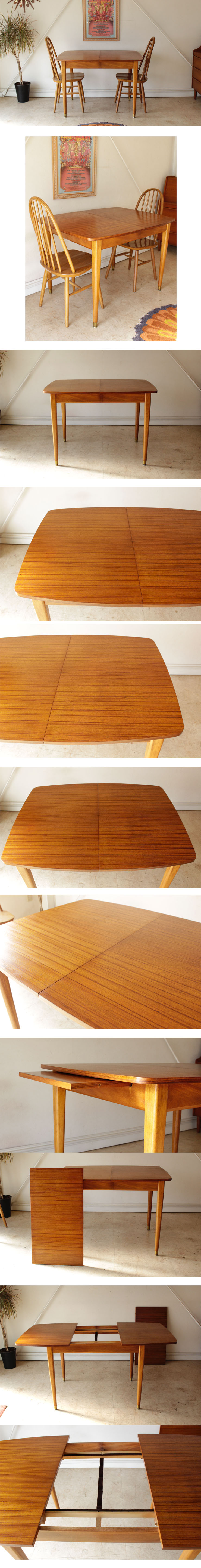ビンテージ・テーブル・ダイニングテーブル・長方形・伸びる・広がる・アンティーク・北欧・食卓・無垢・カフェ・エクステンション