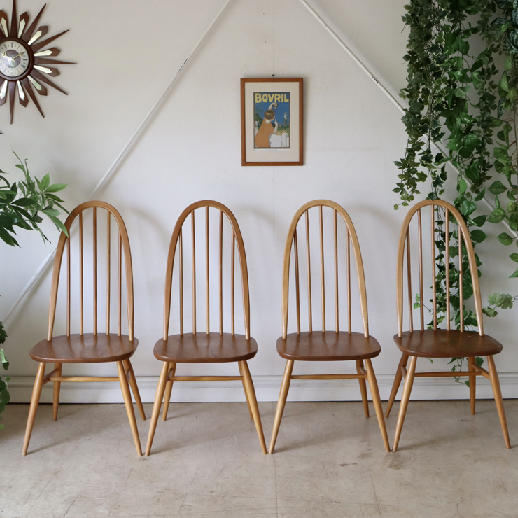 アーコール（ERCOL）製ビンテージのクエーカーチェア４脚セット