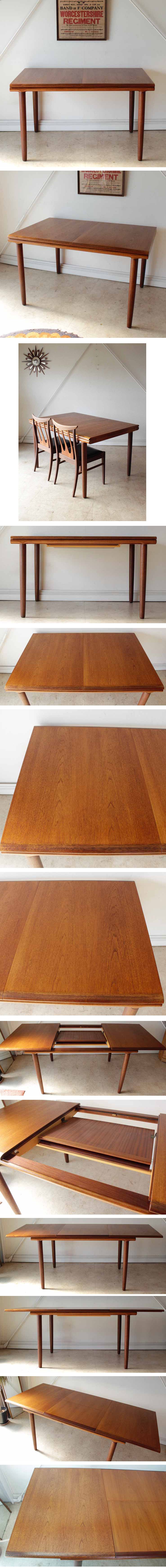 イギリス製【伸張式】ダイニングテーブル・エクステンション・食卓/ビンテージ・アンティーク・北欧家具