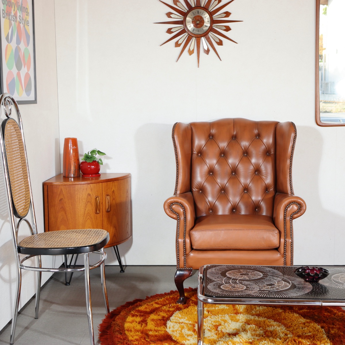 ヴィンテージのクロムを使ったインテリア